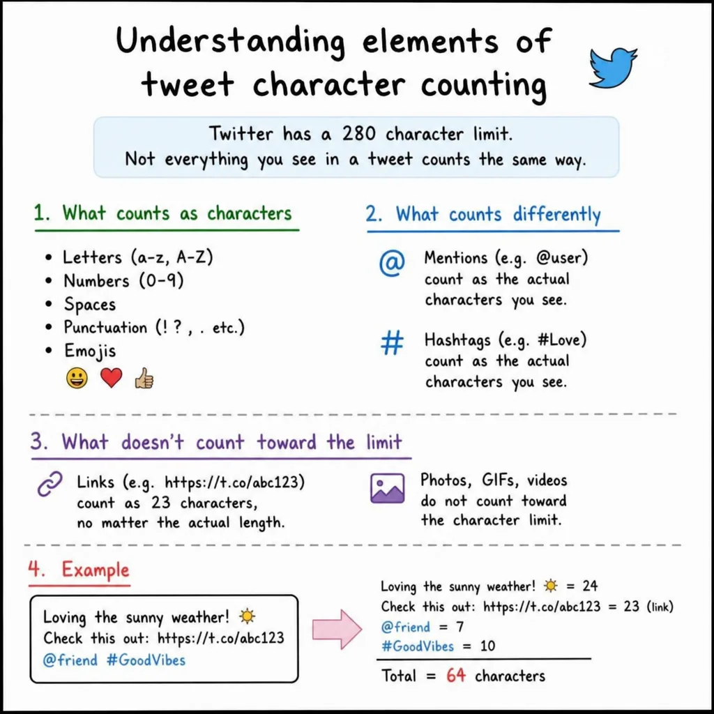 Understanding elements of tweet character counting