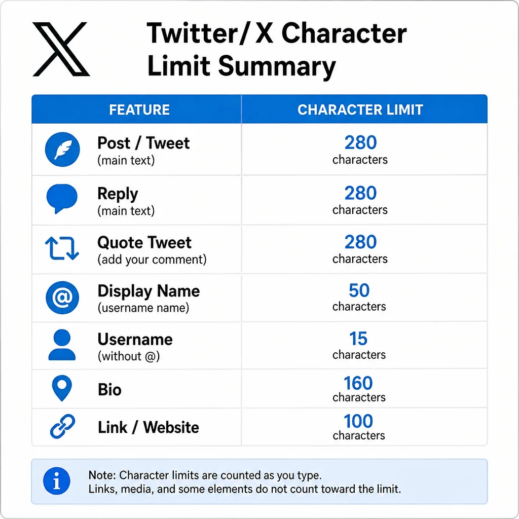 Twitter/X Character Limit Summary