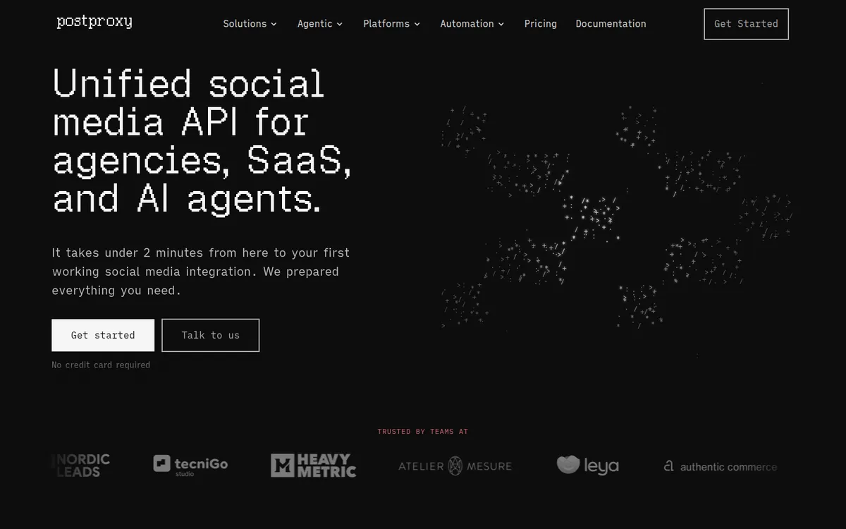 Postproxy homepage: Unified social media API for agencies, SaaS, and AI agents, captured September 23, 2026